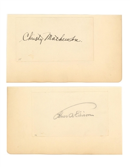 Christy Mathewson & Thomas Edison Signed Cut (JSA)